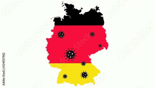Coronavirus In Germany. Coronavirus In German People. COVID-19 In Country. Germany Map. Vector Illustration