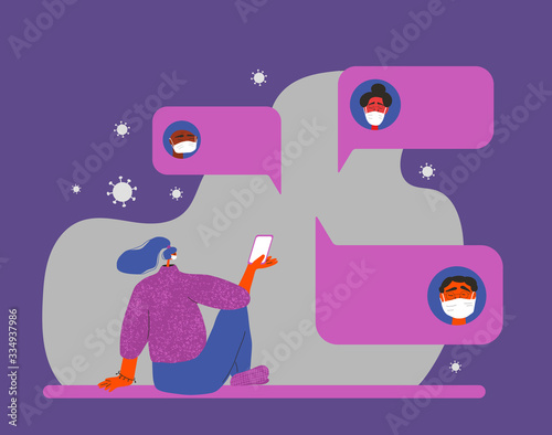 Coronavirus 2019 icon People in  medical face mask