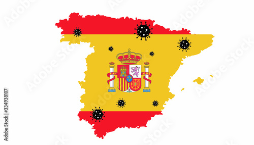 Coronavirus In Spain. Coronavirus In Spanish People. COVID-19 In Country. Spain Map. Vector Illustration