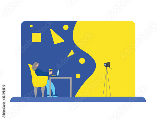 People sitting in the chair. Vector person.