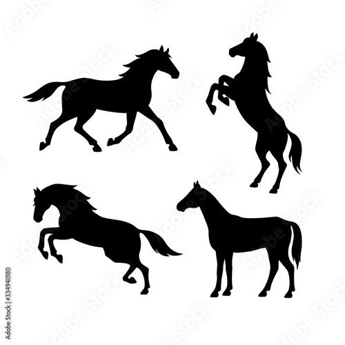 Fotografie, Obraz Set of silhouette of horses