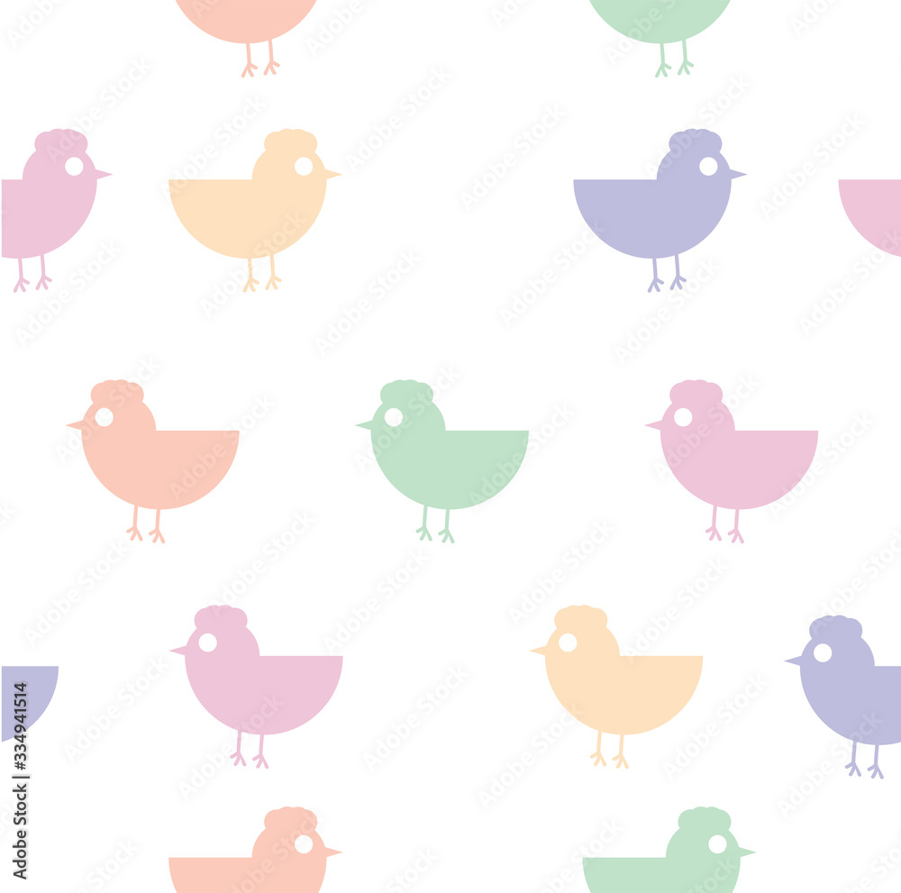 Pastel color Chicken seamless pattern
