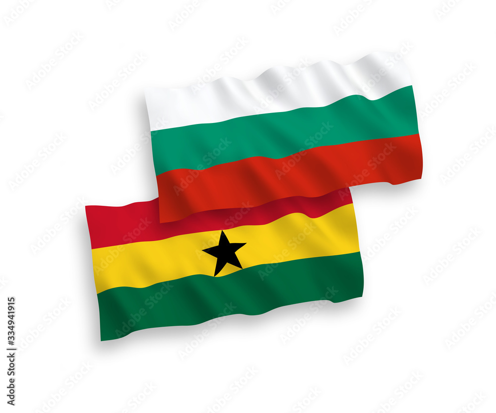 Flags of Ghana and Bulgaria on a white background Flags of Ghana and Bulgaria on a white background