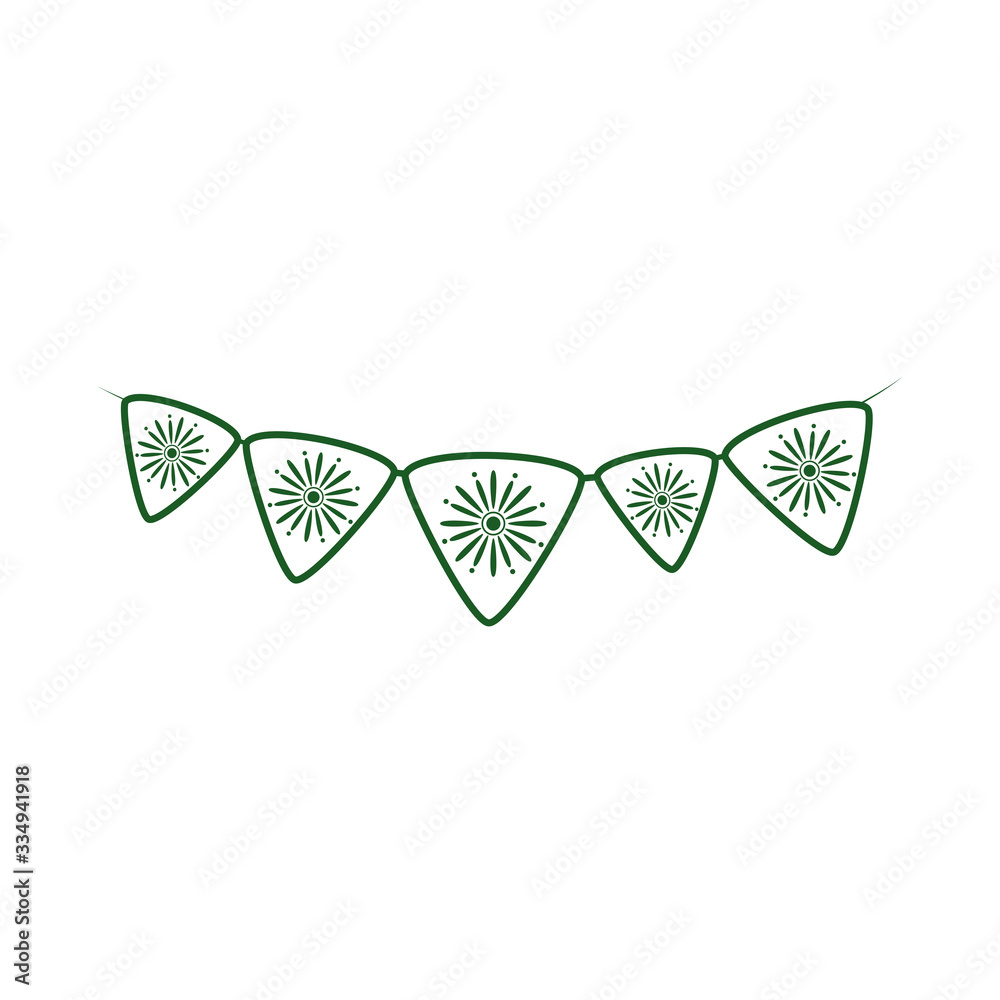 pennants flowers decoration cinco de mayo mexican celebration line style icon