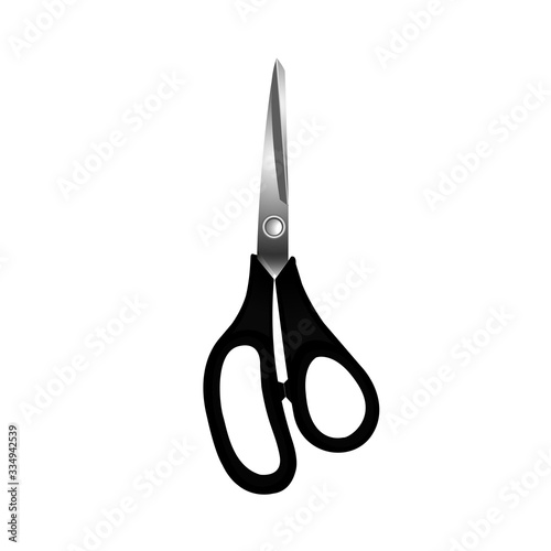 Scissors with black handles on an isolated background