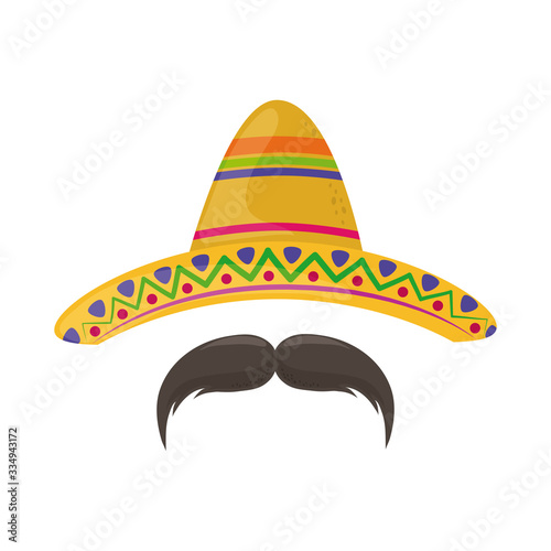 hat and mustache cinco de mayo mexican celebration flat style icon