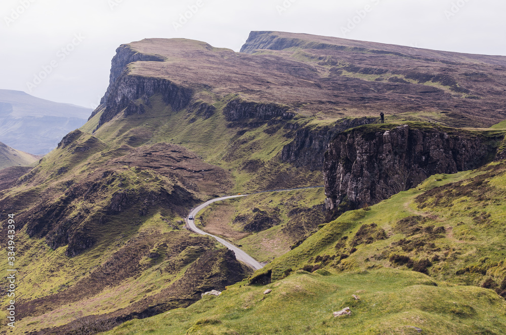 Viewpoint of Quiraing valley landslip mountain