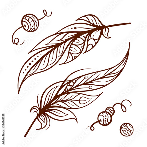 Vector hand-drawn boho style elements set