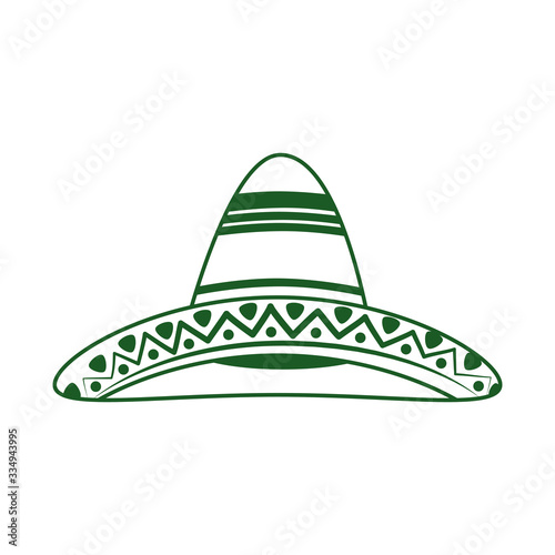 traditional hat cinco de mayo mexican celebration line style icon