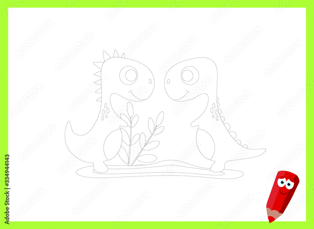 Obraz premium coloring pages for kids with dinosaurs. Kids learning material