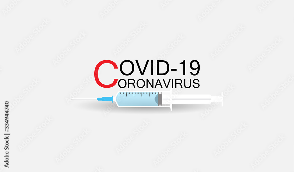 Vaccine syringe coronavirus on grey background.Vector illustration Vaccine syringe coronavirus on grey background.Vector illustration