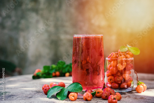 Tableau sur toile Cherry juice, Cherries drink with fresh cherry