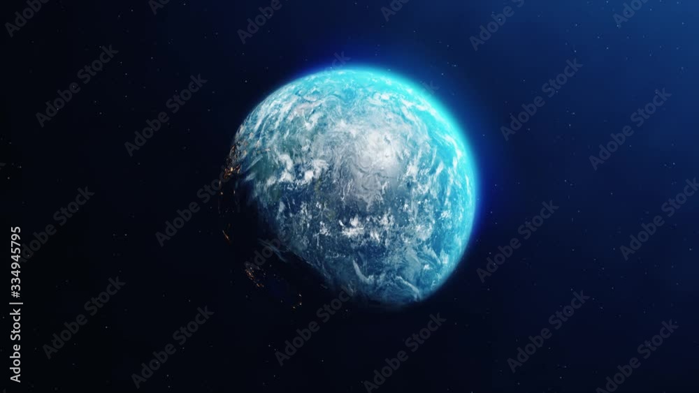 Looping planet earth rotation. Planet earth with atmosphere and stars ...