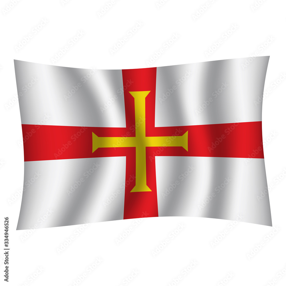 Fototapeta premium Guernsey flag background with cloth texture. Guernsey Flag vector illustration eps10. - Vector