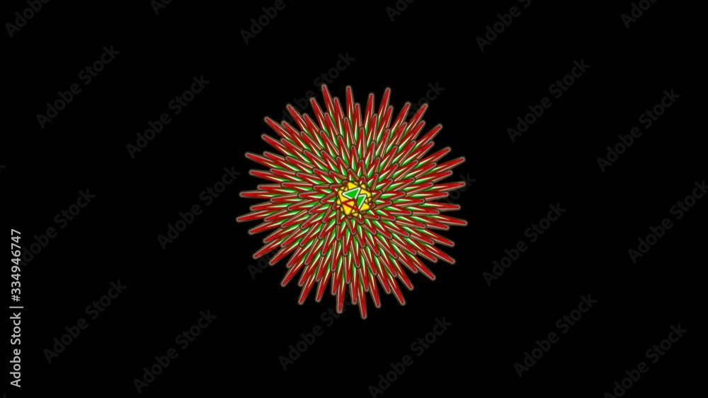 Abstract CGI motion background with expanding colored geometric shapes like stylized flower, star or blossom. (Full HD 1920x1989 30 fps). Abstract CGI motion background with expanding colored geometric shapes like stylized flower, star or blossom. (Full HD 1920x1989 30 fps).