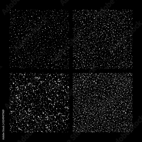 Set of four grainy, speckled seamless patterns, textures. Stone, dirt, concrete