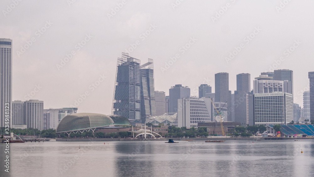 Skyline with skyscrapers of Marina Bay timelapse hyperlapse. Skyline with skyscrapers of Marina Bay timelapse hyperlapse.
