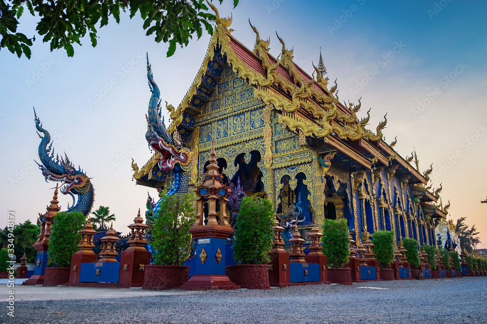 Rong Sua Ten temple with Twilight light, Chiangrai Thailand