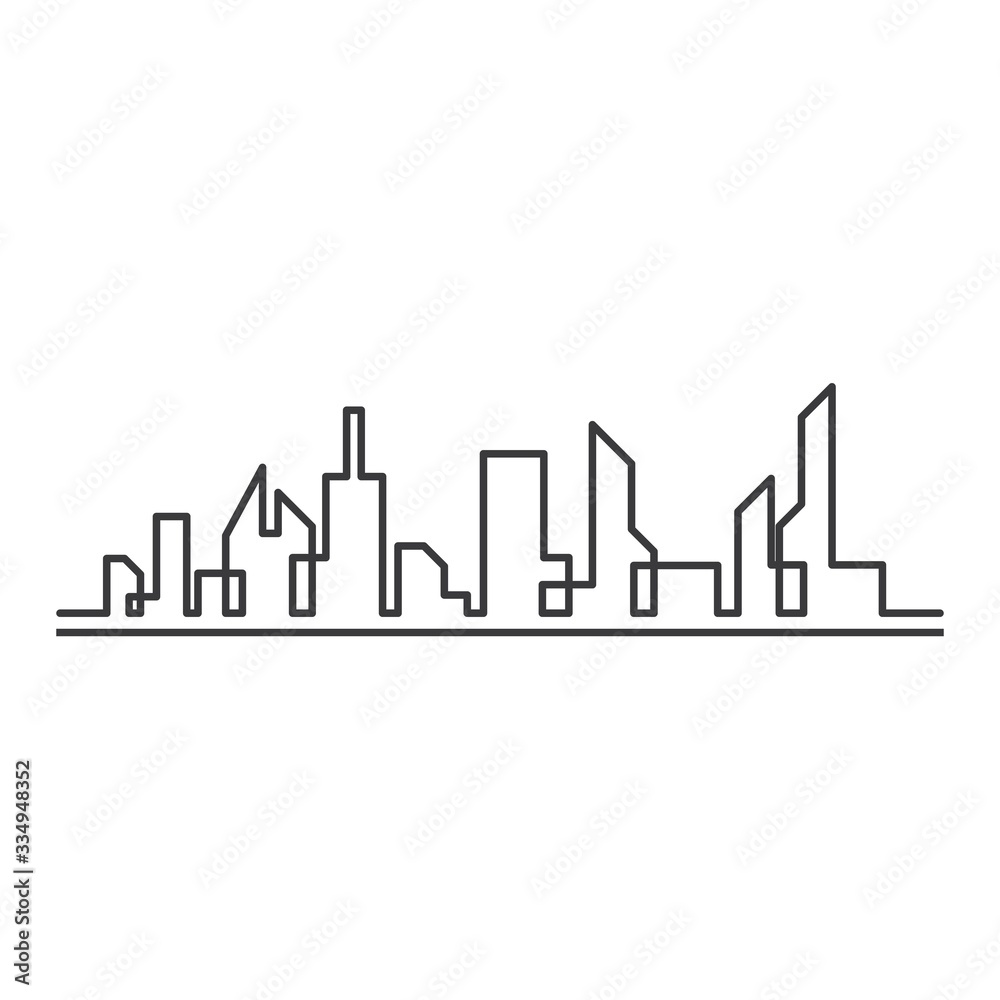 real estate modern city building line vector template