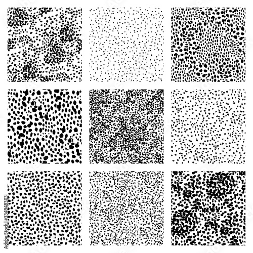 Set of seamless patterns of animal skin style dots, spots. 