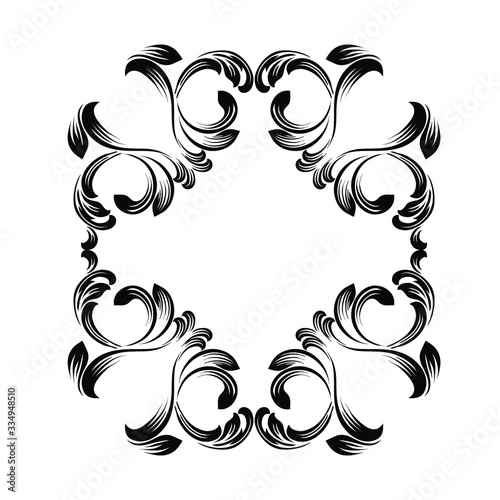 Damask wallpaper.  vector background. Black and white texture. Floral ornament