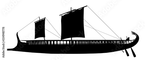 Silhouette eines Kriegsschiffes aus der griechischen Antike photo
