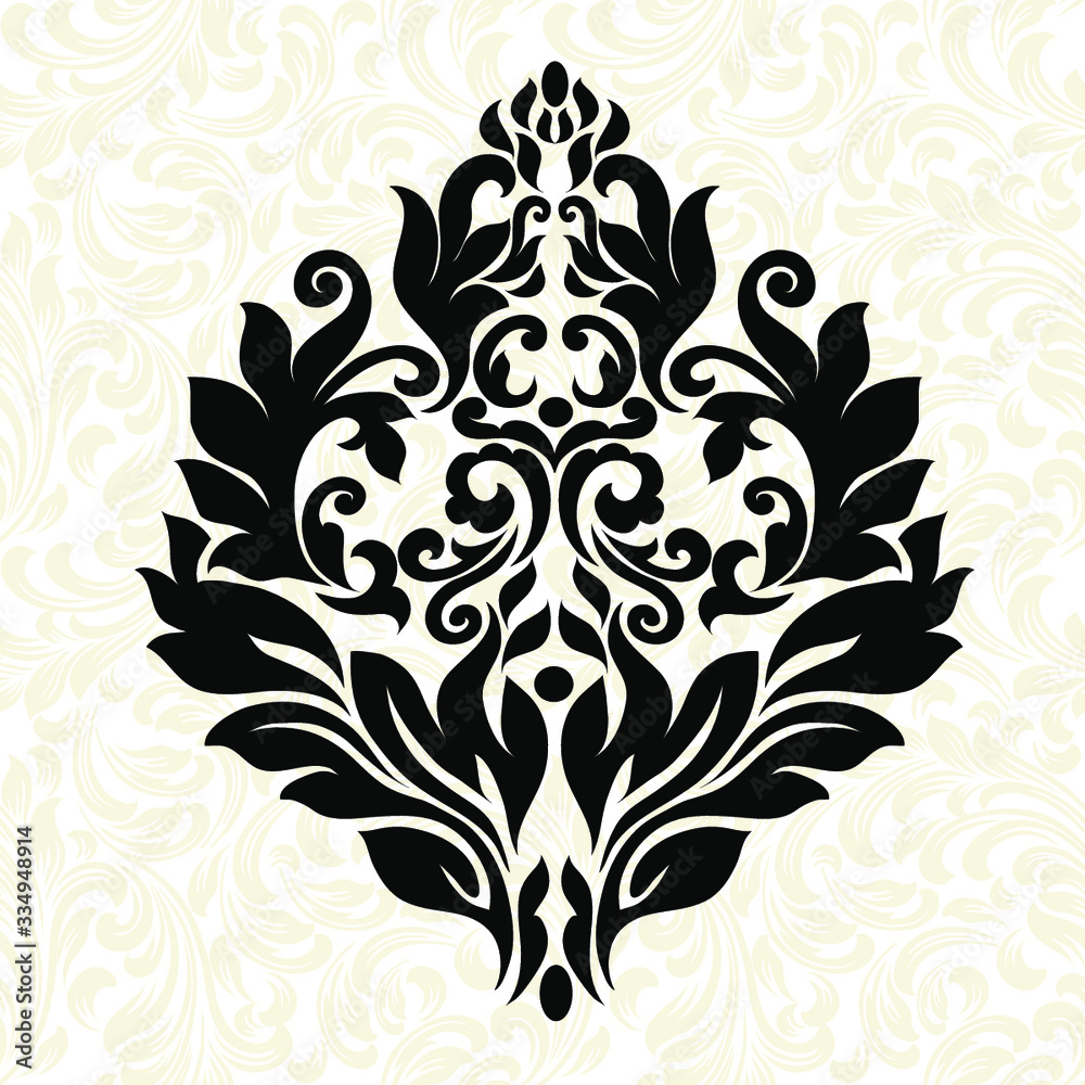 Damask wallpaper.  vector background. Black and white texture. Floral ornament