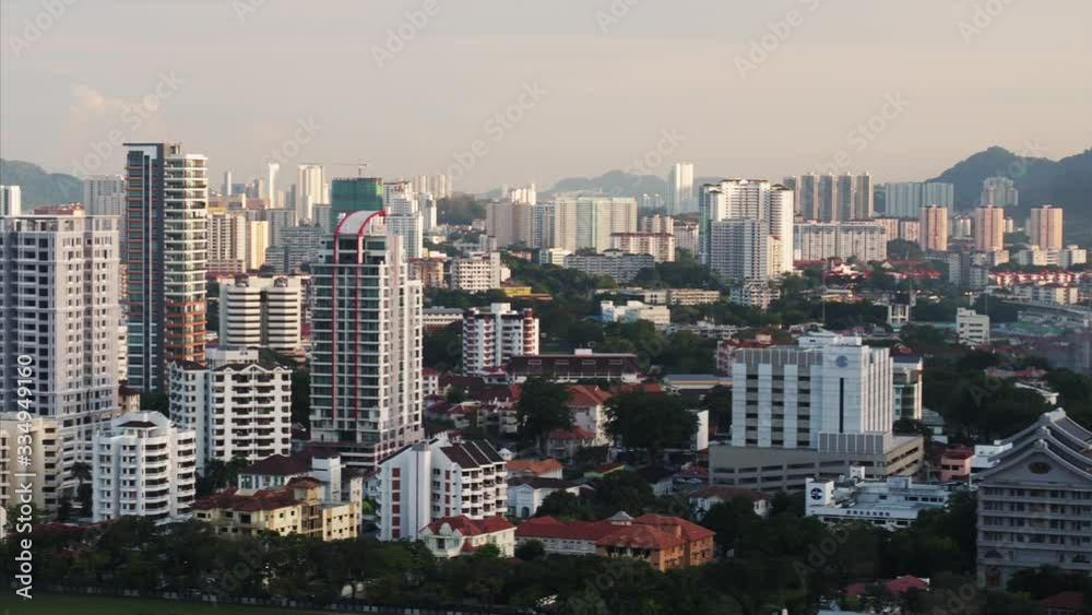 view of Penang city center on at sunset view of Penang city center on at sunset