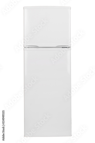 Refrigerator Isolated on White Background. Modern Kitchen and Domestic Major Appliances