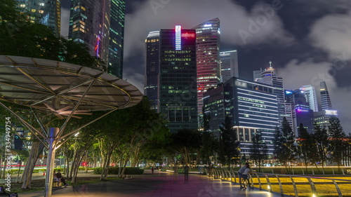Photography Business Financial Downtown City and Skyscrapers Tower Building at Marina Bay ni