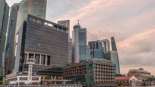 Photography Business Financial Downtown City and Skyscrapers Tower Building at Marina Bay da