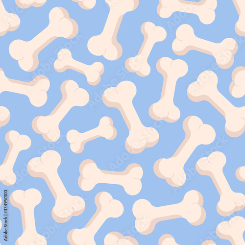 Vector seamless pattern with bones; bones on blue background for fabric, wrapping paper, textile, web design.
