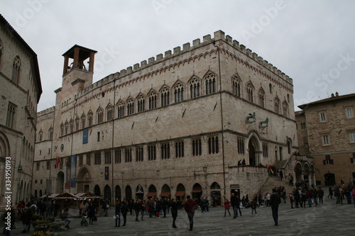 Perugia, Italy : view of the "Palazzo dei Priori" ( Palace of Priori)