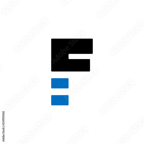 Blue Horizontal Lines Geometric Vector Logo Letter F