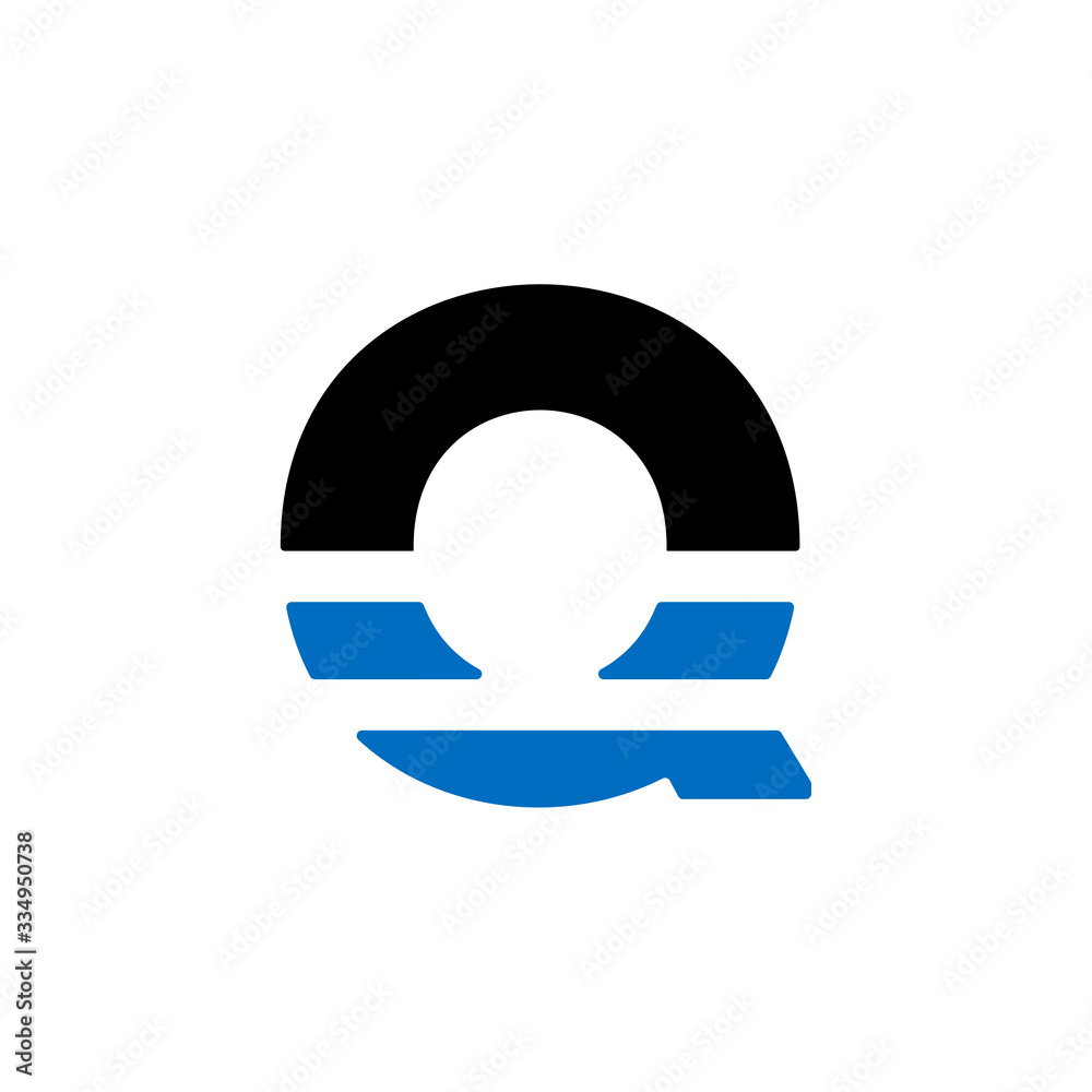 Blue Horizontal Lines Geometric Vector Logo Letter Q Blue Horizontal Lines Geometric Vector Logo Letter Q