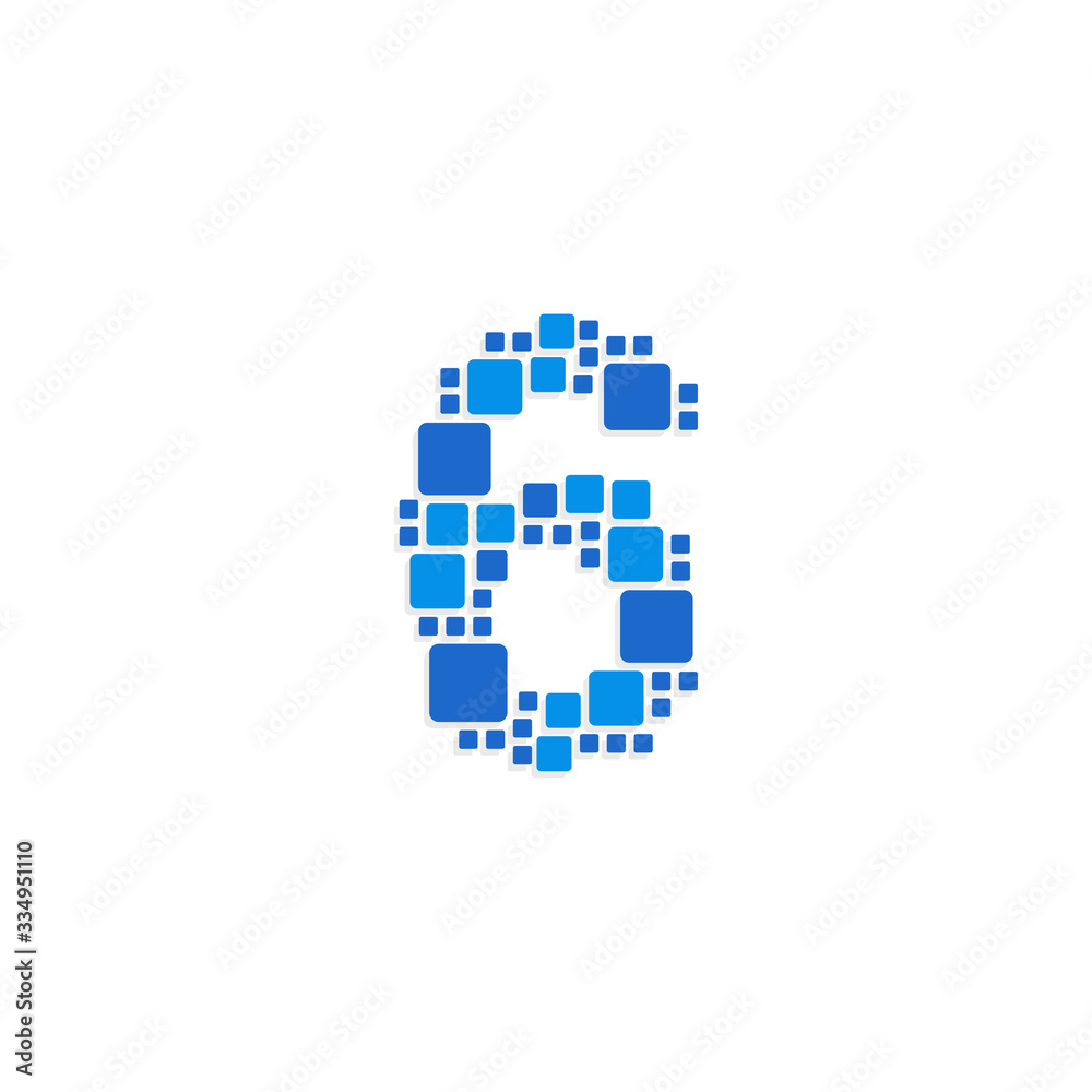 Vector Logo Number Blue Blocks Cubes 6 Vector Logo Number Blue Blocks Cubes 6
