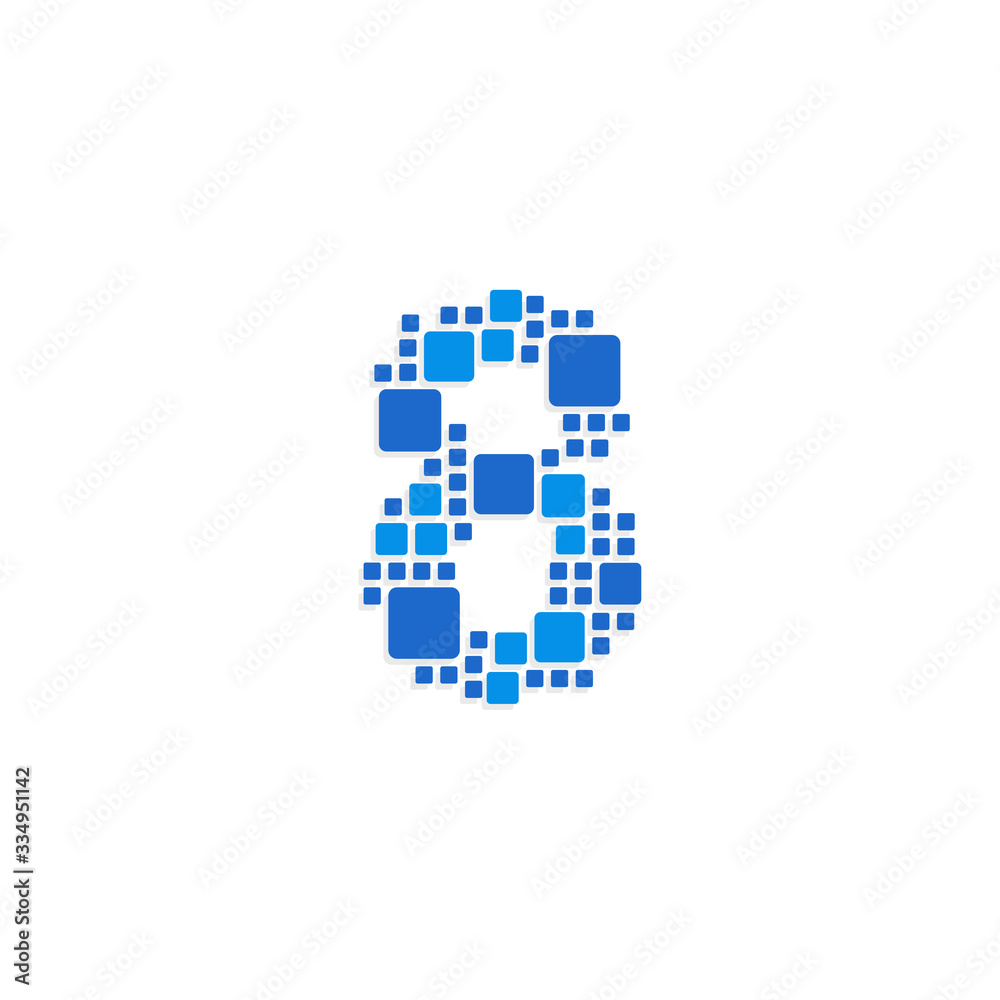 Vector Logo Number Blue Blocks Cubes 8