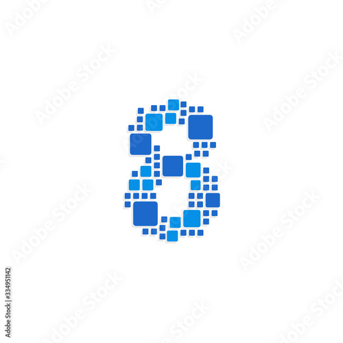 Vector Logo Number Blue Blocks Cubes 8