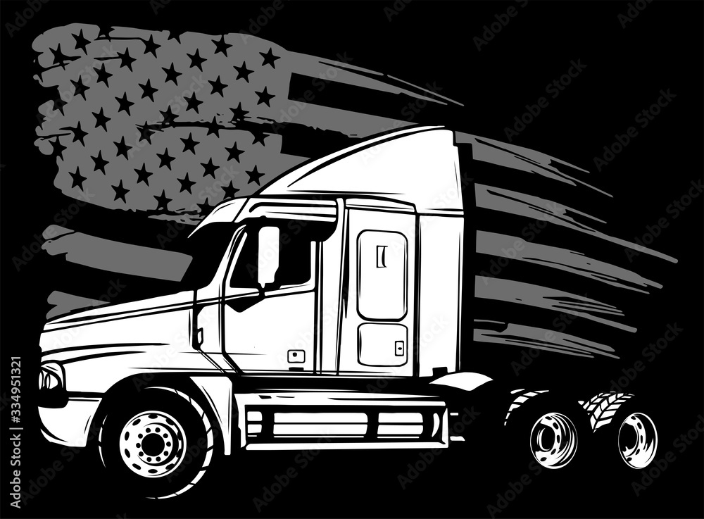 cartoon-semi-truck-in-black-background-vector-illustration-stock-vector