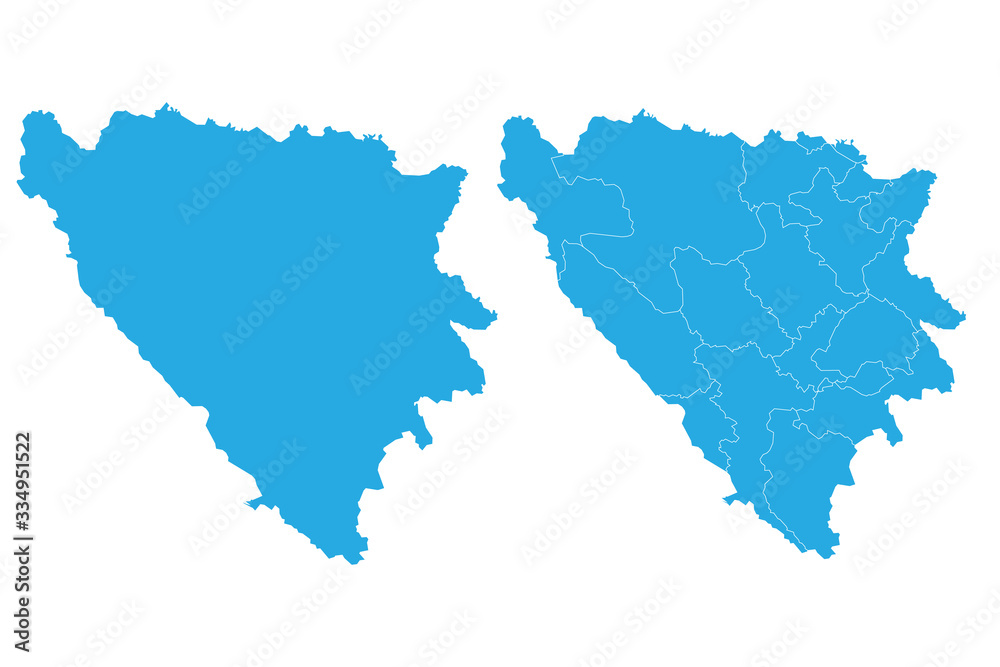 Map - Bosnia Herzegovina Cantons Couple Set , Map of Bosnia Herzegovina Cantons,Vector illustration eps 10. Map - Bosnia Herzegovina Cantons Couple Set , Map of Bosnia Herzegovina Cantons,Vector illustration eps 10.