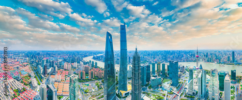 Canvas Print The city scenery along the Huangpu River in Shanghai, China