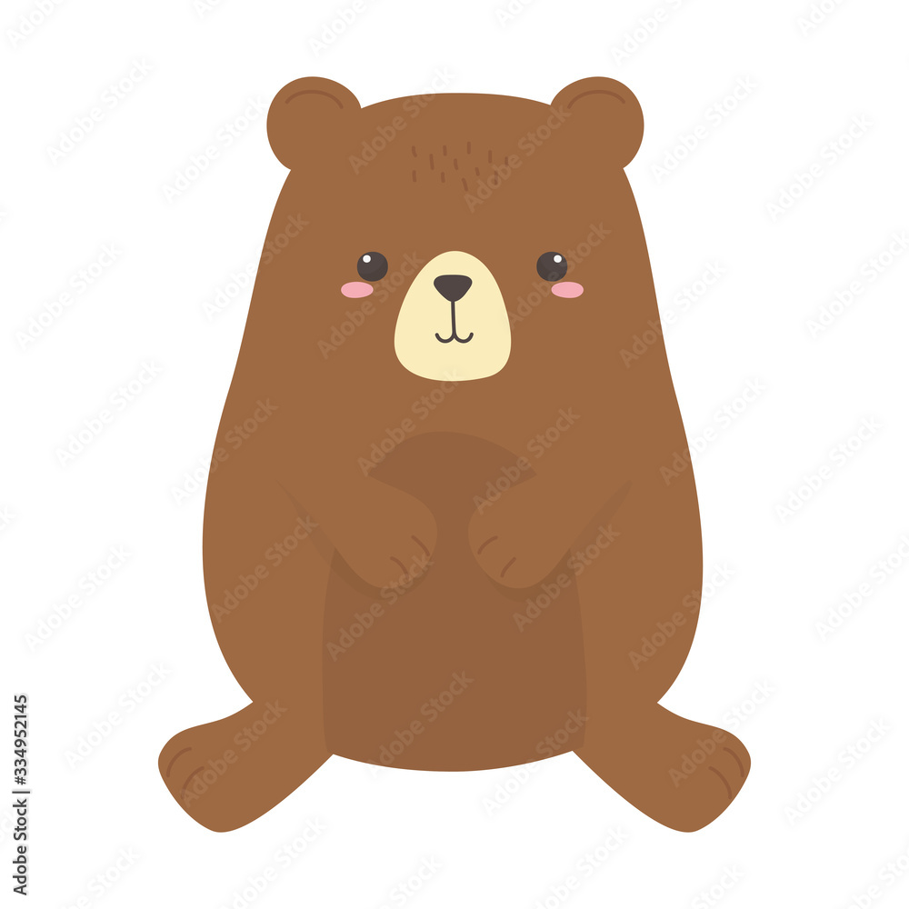 cute little teddy bear animal cartoon isolated icon design