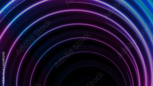 Blue ultraviolet neon glowing circles abstract background
