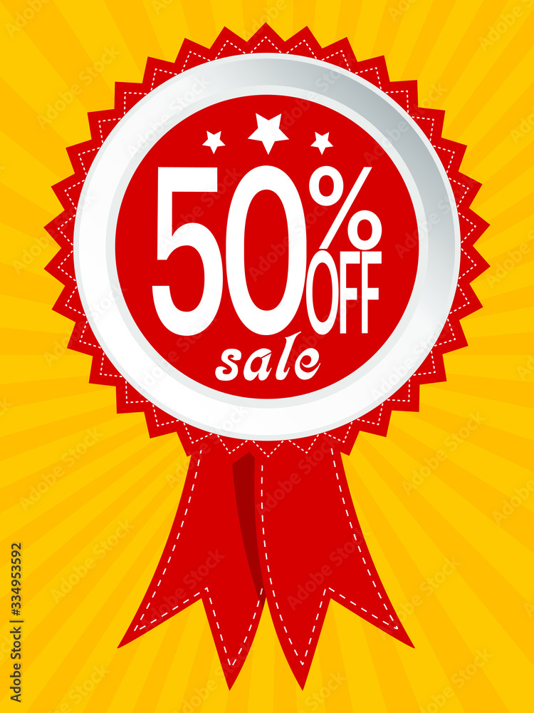 50% off Sale award banner, Top Quality - golden red award ribbon.Vector EPS 10 50% off Sale award banner, Top Quality - golden red award ribbon.Vector EPS 10