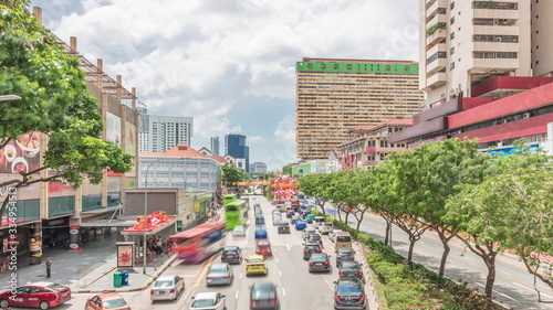 Canvas Print Aerial view of traffic on Eu Tong Sen Street and new bridge road all the way to