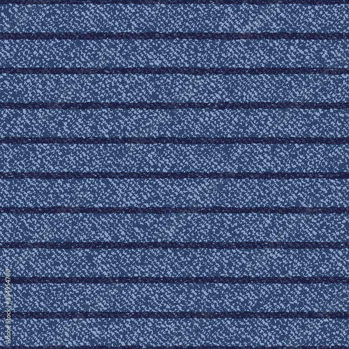 Jeans Washed Indigo Striped Shirt background. Denim Seamless Vector Textile Pattern. Blue jeans cloth with Horizontal Stripes Repeating Pattern Tile. Father's Day Background. Men's Fashion Fabric