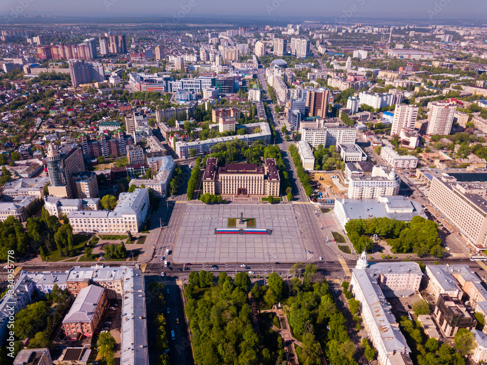 Aerial view of Voronezh with Lenin Square