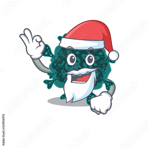 Herdecovirus Santa cartoon character with cute ok finger © kongvector