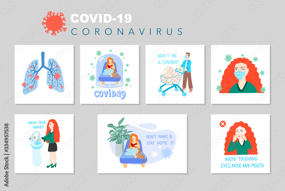 coronavirus quarantine motivational posters set, covid 19