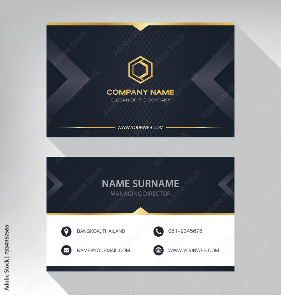 Fototapeta premium Luxury and modern. vector business card template. design black gold white